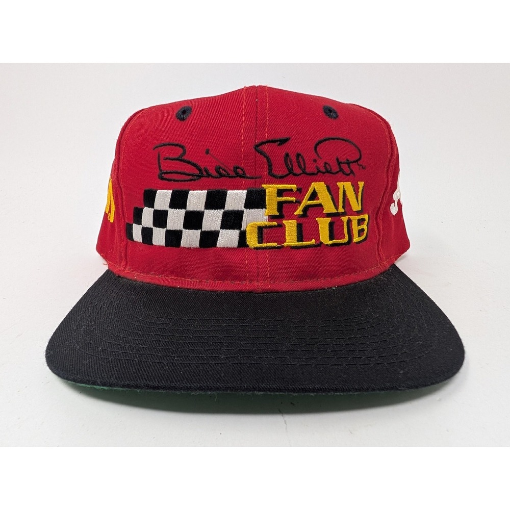 Vintage Bill Elliott Fan Club Hat Cap Snap Back Mens One Size Red NASCAR Kudzu
